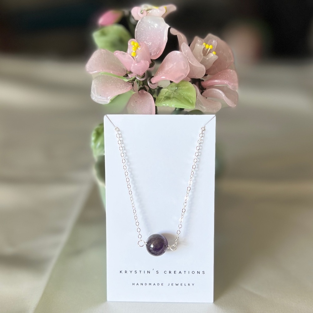 925 Silver🌟Amethyst Bar Necklace - Handmade
